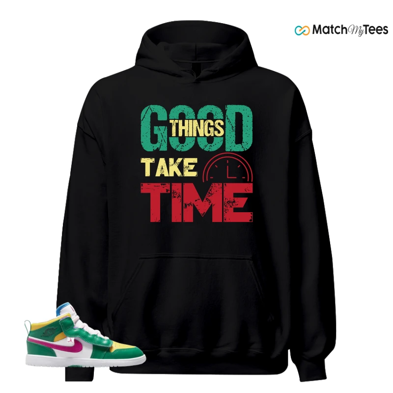 NIKE AIR JORDAN 1 MID ALT MALACHITE WHITE UNIVERSITY GOLD ACTIVE PINK (PS) SNEAKER Matching Tees hoodie