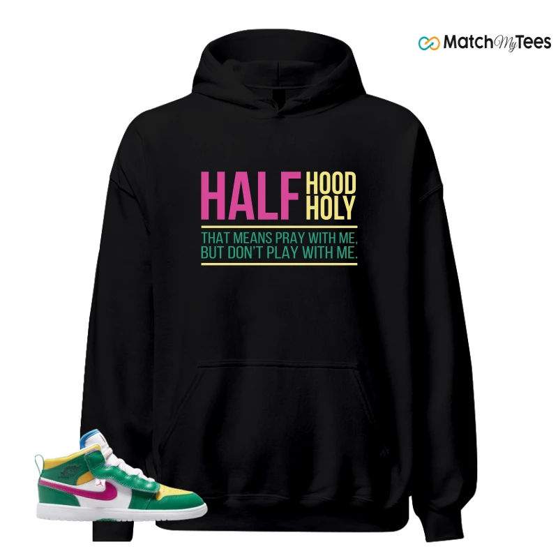 NIKE AIR JORDAN 1 MID ALT MALACHITE WHITE UNIVERSITY GOLD ACTIVE PINK (PS) SNEAKER Matching Tees hoodie