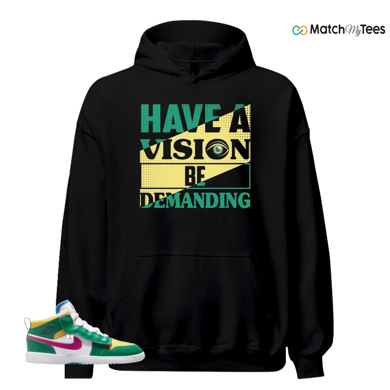 NIKE AIR JORDAN 1 MID ALT MALACHITE WHITE UNIVERSITY GOLD ACTIVE PINK (PS) SNEAKER Matching Tees hoodie