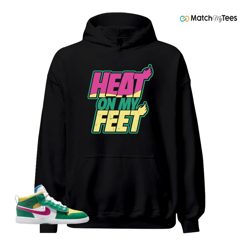 NIKE AIR JORDAN 1 MID ALT MALACHITE WHITE UNIVERSITY GOLD ACTIVE PINK (PS) SNEAKER Matching Tees hoodie