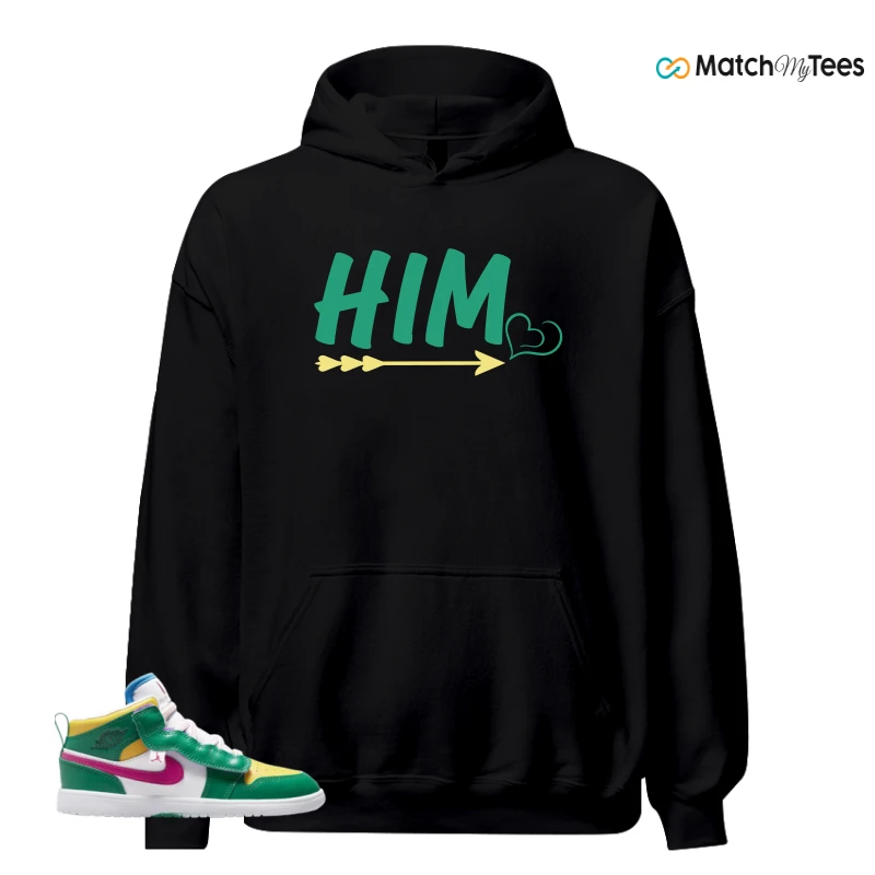 NIKE AIR JORDAN 1 MID ALT MALACHITE WHITE UNIVERSITY GOLD ACTIVE PINK (PS) SNEAKER Matching Tees hoodie