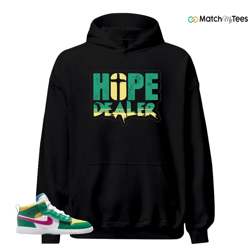 NIKE AIR JORDAN 1 MID ALT MALACHITE WHITE UNIVERSITY GOLD ACTIVE PINK (PS) SNEAKER Matching Tees hoodie