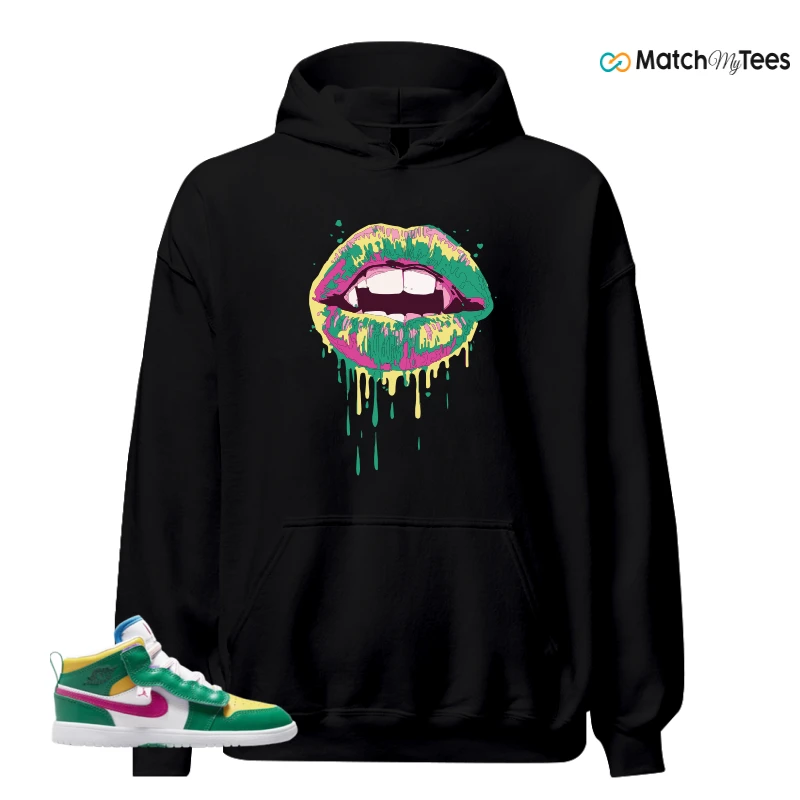 NIKE AIR JORDAN 1 MID ALT MALACHITE WHITE UNIVERSITY GOLD ACTIVE PINK (PS) SNEAKER Matching Tees hoodie