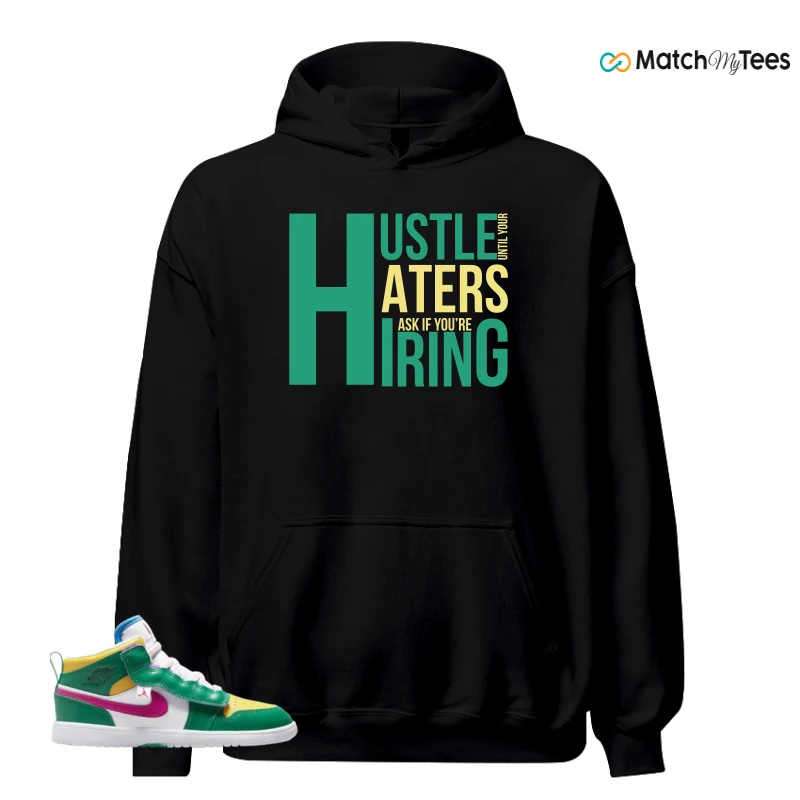 NIKE AIR JORDAN 1 MID ALT MALACHITE WHITE UNIVERSITY GOLD ACTIVE PINK (PS) SNEAKER Matching Tees hoodie