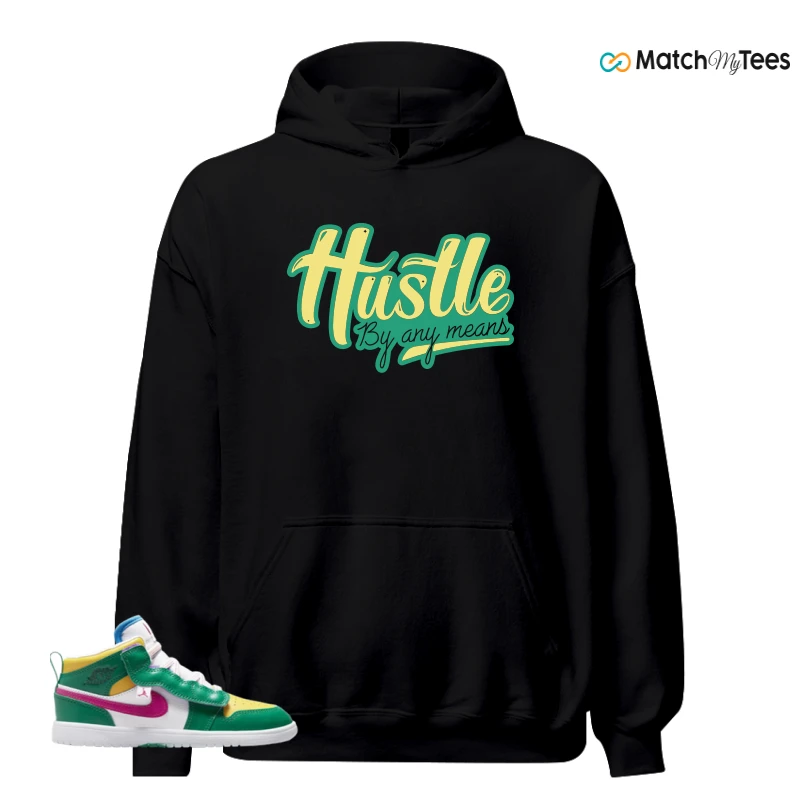 NIKE AIR JORDAN 1 MID ALT MALACHITE WHITE UNIVERSITY GOLD ACTIVE PINK (PS) SNEAKER Matching Tees hoodie