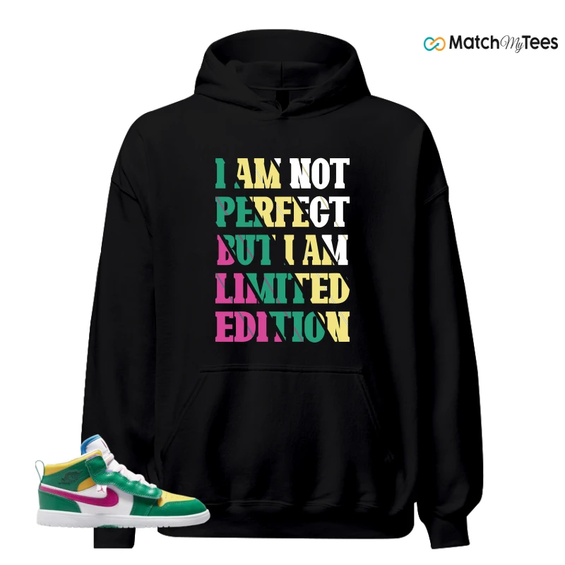 NIKE AIR JORDAN 1 MID ALT MALACHITE WHITE UNIVERSITY GOLD ACTIVE PINK (PS) SNEAKER Matching Tees hoodie