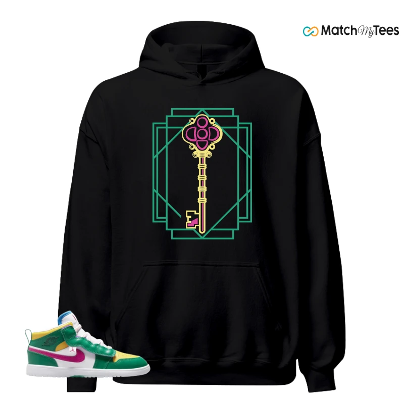 NIKE AIR JORDAN 1 MID ALT MALACHITE WHITE UNIVERSITY GOLD ACTIVE PINK (PS) SNEAKER Matching Tees hoodie