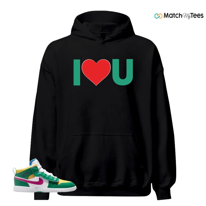 NIKE AIR JORDAN 1 MID ALT MALACHITE WHITE UNIVERSITY GOLD ACTIVE PINK (PS) SNEAKER Matching Tees hoodie