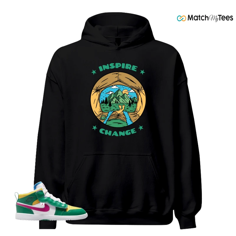 NIKE AIR JORDAN 1 MID ALT MALACHITE WHITE UNIVERSITY GOLD ACTIVE PINK (PS) SNEAKER Matching Tees hoodie