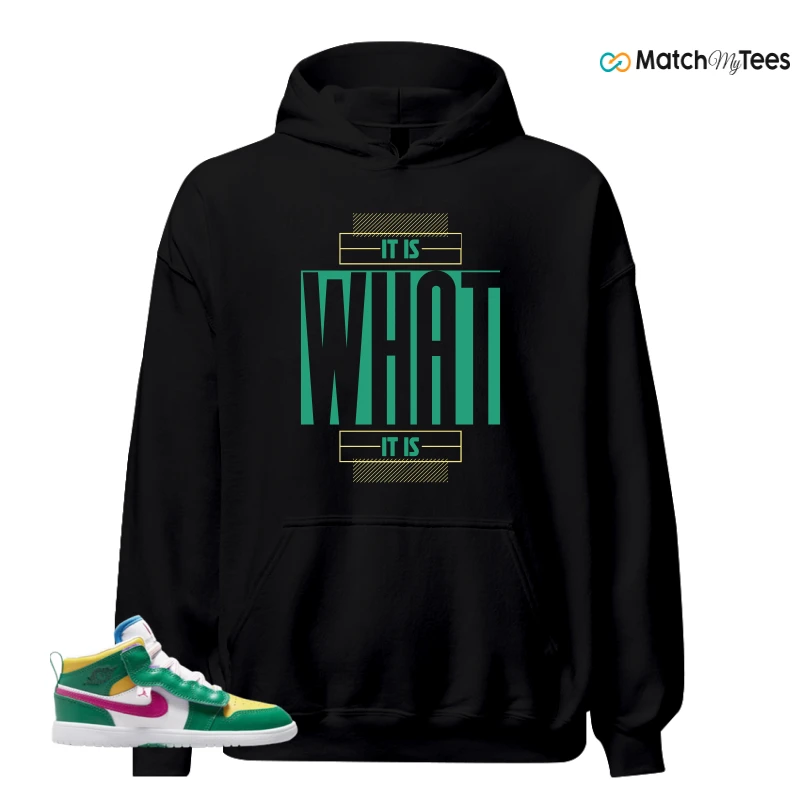NIKE AIR JORDAN 1 MID ALT MALACHITE WHITE UNIVERSITY GOLD ACTIVE PINK (PS) SNEAKER Matching Tees hoodie