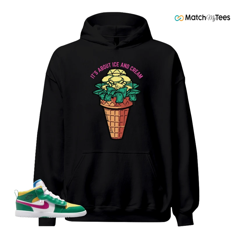 NIKE AIR JORDAN 1 MID ALT MALACHITE WHITE UNIVERSITY GOLD ACTIVE PINK (PS) SNEAKER Matching Tees hoodie