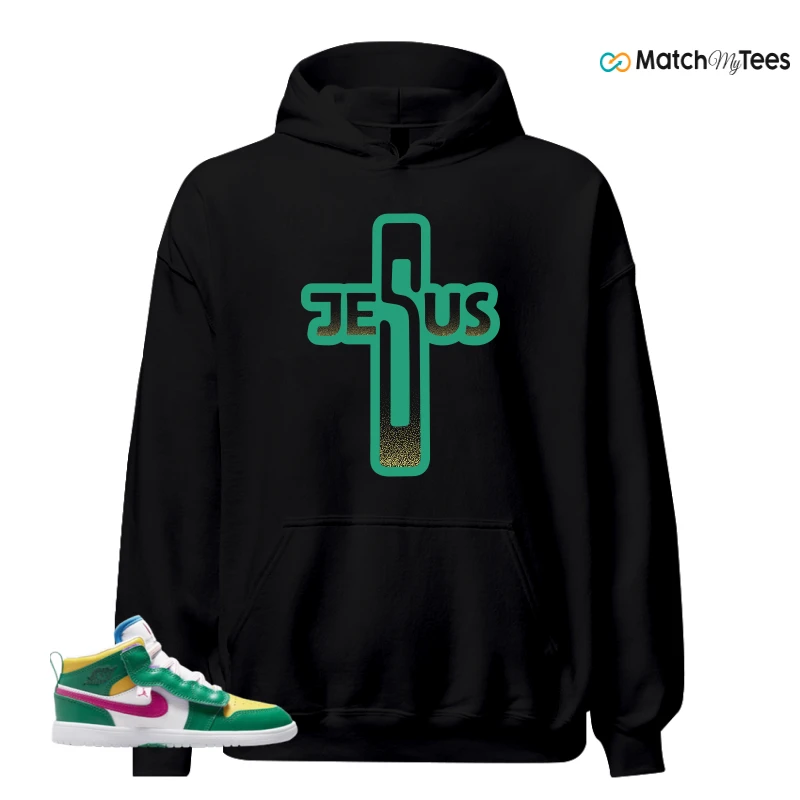 NIKE AIR JORDAN 1 MID ALT MALACHITE WHITE UNIVERSITY GOLD ACTIVE PINK (PS) SNEAKER Matching Tees hoodie