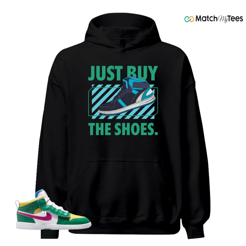 NIKE AIR JORDAN 1 MID ALT MALACHITE WHITE UNIVERSITY GOLD ACTIVE PINK (PS) SNEAKER Matching Tees hoodie