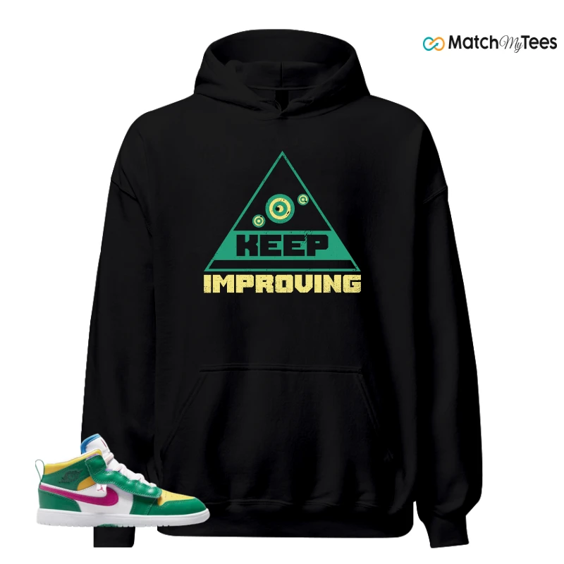 NIKE AIR JORDAN 1 MID ALT MALACHITE WHITE UNIVERSITY GOLD ACTIVE PINK (PS) SNEAKER Matching Tees hoodie