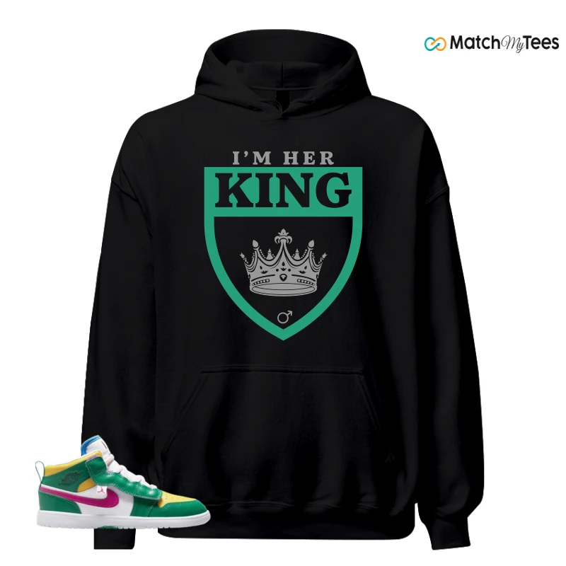 NIKE AIR JORDAN 1 MID ALT MALACHITE WHITE UNIVERSITY GOLD ACTIVE PINK (PS) SNEAKER Matching Tees hoodie