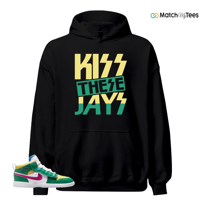 NIKE AIR JORDAN 1 MID ALT MALACHITE WHITE UNIVERSITY GOLD ACTIVE PINK (PS) SNEAKER Matching Tees hoodie