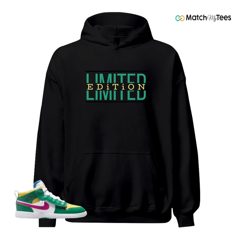 NIKE AIR JORDAN 1 MID ALT MALACHITE WHITE UNIVERSITY GOLD ACTIVE PINK (PS) SNEAKER Matching Tees hoodie