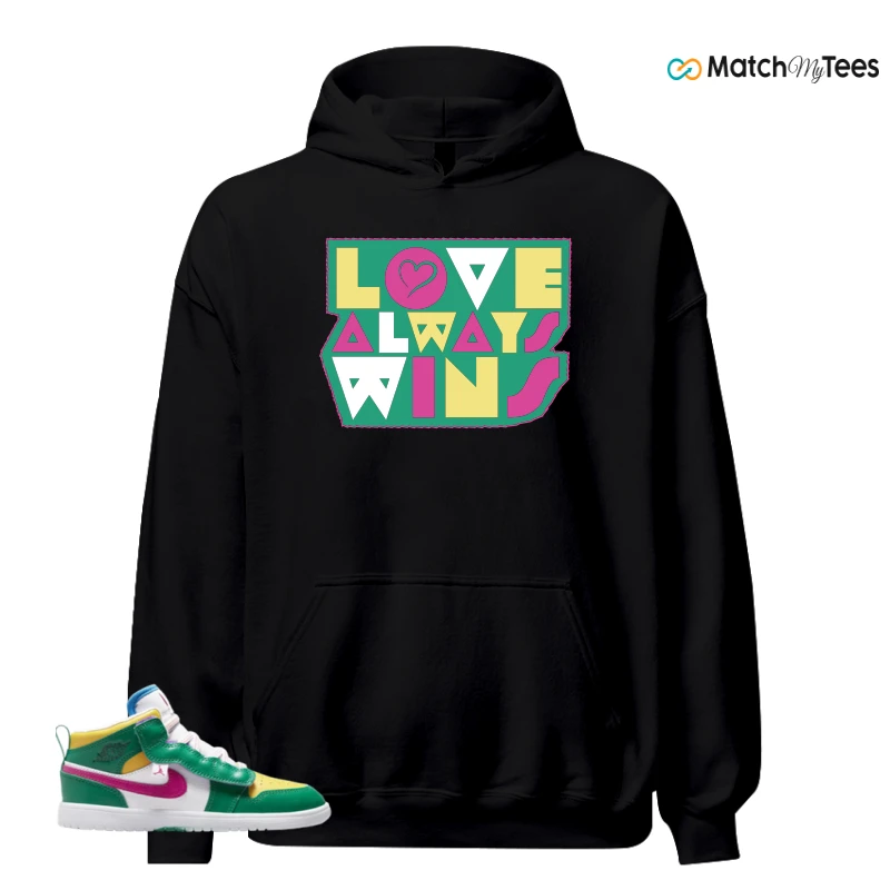 NIKE AIR JORDAN 1 MID ALT MALACHITE WHITE UNIVERSITY GOLD ACTIVE PINK (PS) SNEAKER Matching Tees hoodie