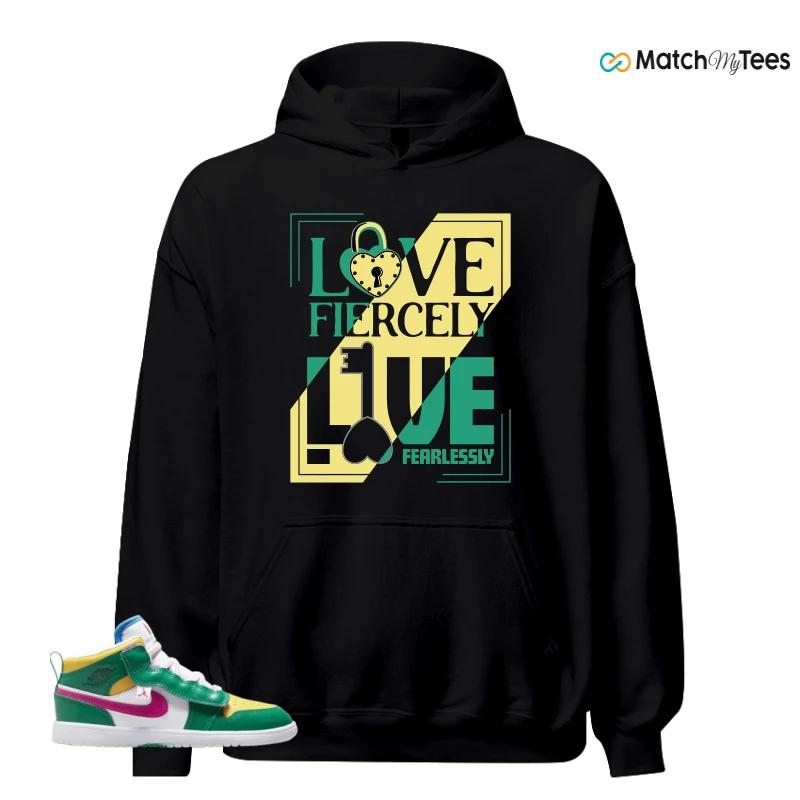 NIKE AIR JORDAN 1 MID ALT MALACHITE WHITE UNIVERSITY GOLD ACTIVE PINK (PS) SNEAKER Matching Tees hoodie