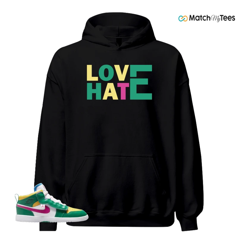 NIKE AIR JORDAN 1 MID ALT MALACHITE WHITE UNIVERSITY GOLD ACTIVE PINK (PS) SNEAKER Matching Tees hoodie