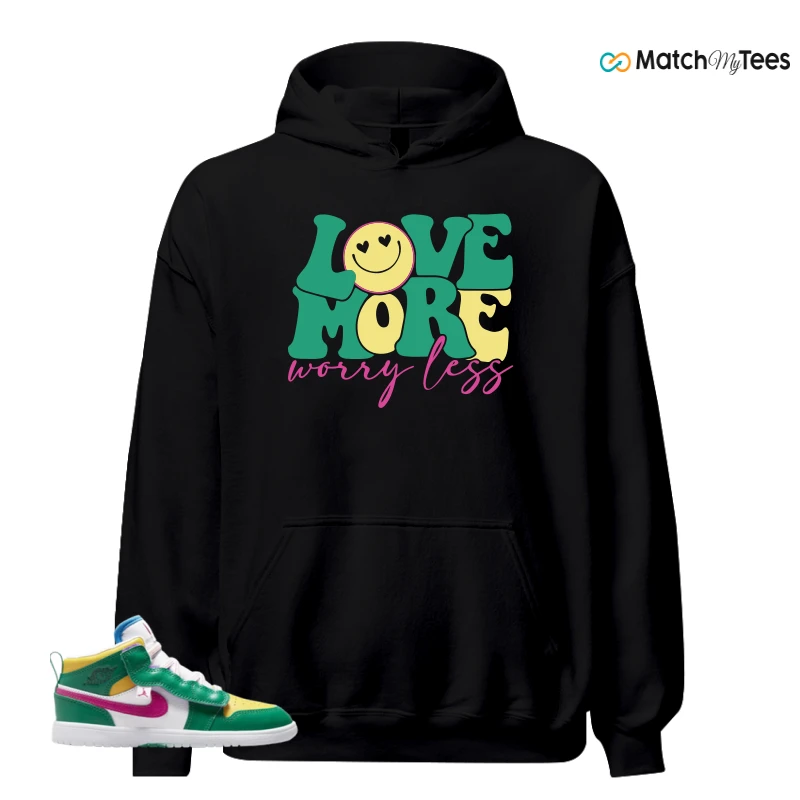 NIKE AIR JORDAN 1 MID ALT MALACHITE WHITE UNIVERSITY GOLD ACTIVE PINK (PS) SNEAKER Matching Tees hoodie