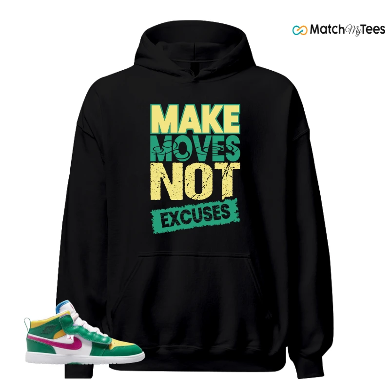 NIKE AIR JORDAN 1 MID ALT MALACHITE WHITE UNIVERSITY GOLD ACTIVE PINK (PS) SNEAKER Matching Tees hoodie