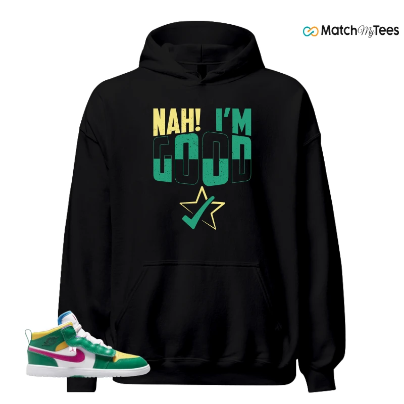 NIKE AIR JORDAN 1 MID ALT MALACHITE WHITE UNIVERSITY GOLD ACTIVE PINK (PS) SNEAKER Matching Tees hoodie