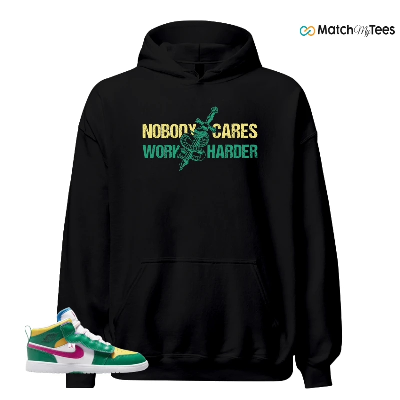 NIKE AIR JORDAN 1 MID ALT MALACHITE WHITE UNIVERSITY GOLD ACTIVE PINK (PS) SNEAKER Matching Tees hoodie