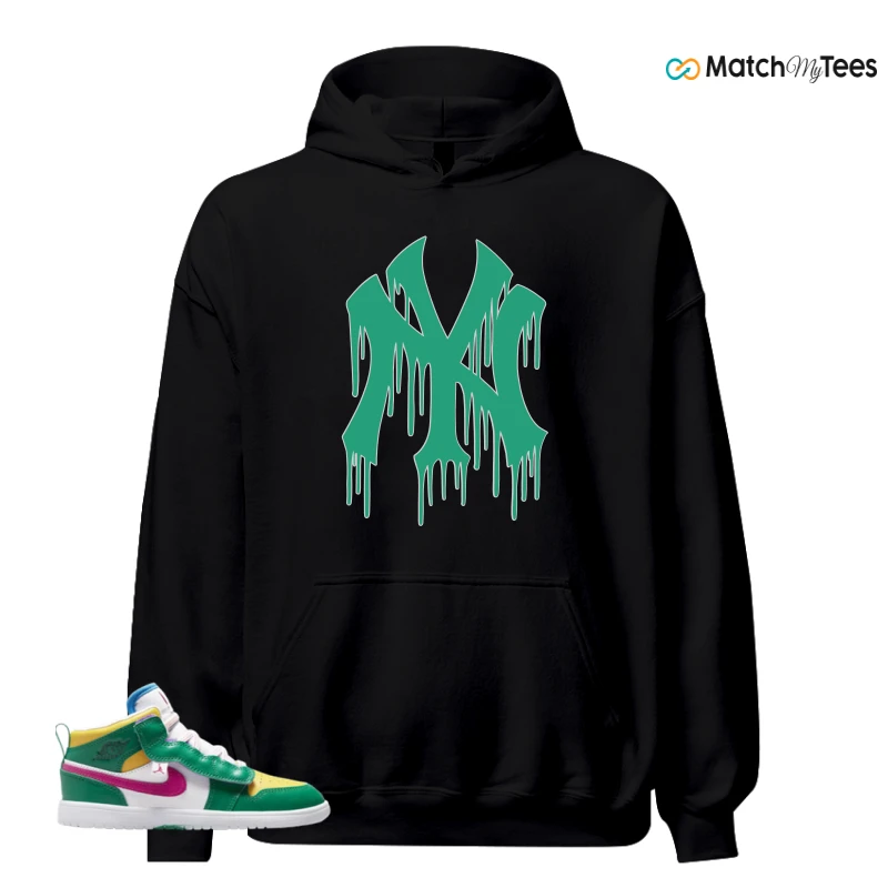 NIKE AIR JORDAN 1 MID ALT MALACHITE WHITE UNIVERSITY GOLD ACTIVE PINK (PS) SNEAKER Matching Tees hoodie