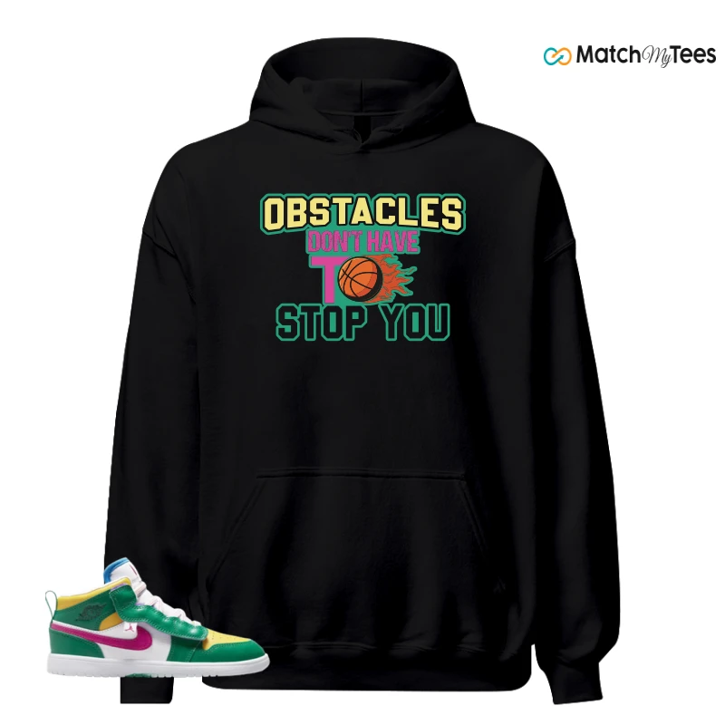NIKE AIR JORDAN 1 MID ALT MALACHITE WHITE UNIVERSITY GOLD ACTIVE PINK (PS) SNEAKER Matching Tees hoodie