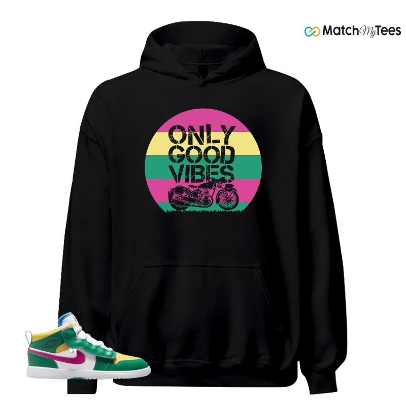 NIKE AIR JORDAN 1 MID ALT MALACHITE WHITE UNIVERSITY GOLD ACTIVE PINK (PS) SNEAKER Matching Tees hoodie