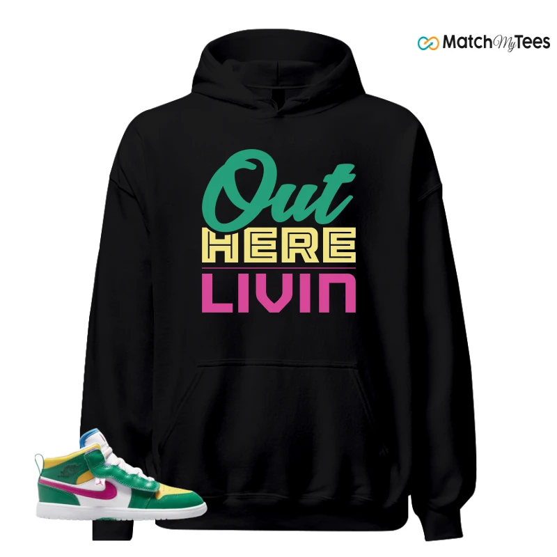 NIKE AIR JORDAN 1 MID ALT MALACHITE WHITE UNIVERSITY GOLD ACTIVE PINK (PS) SNEAKER Matching Tees hoodie