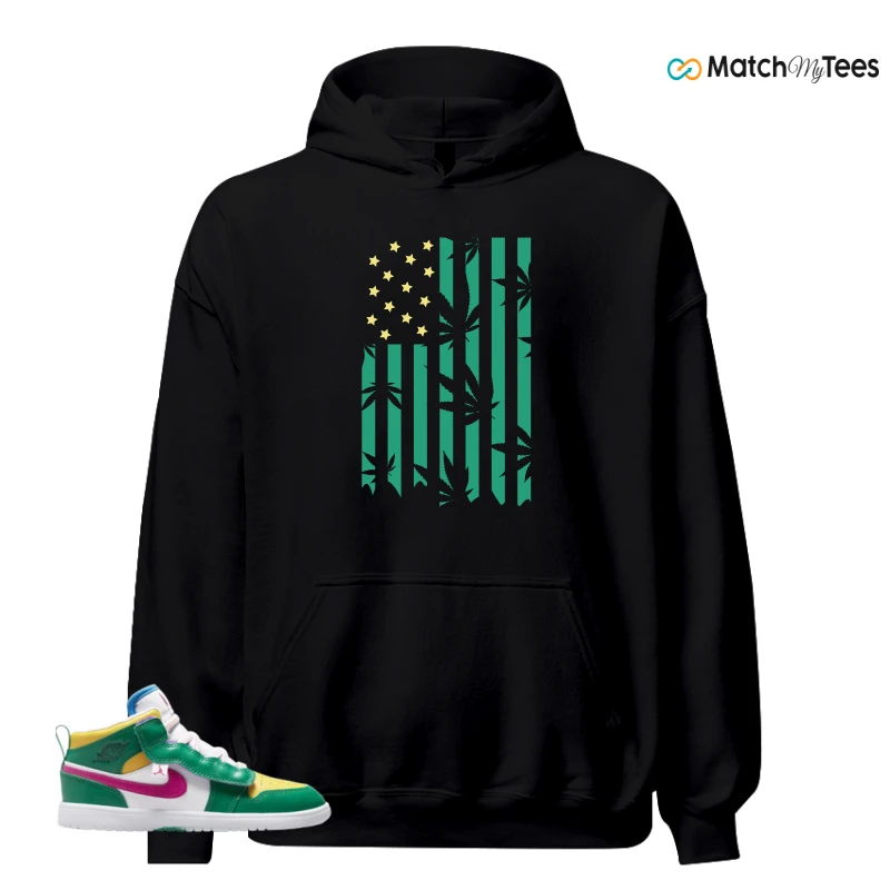 NIKE AIR JORDAN 1 MID ALT MALACHITE WHITE UNIVERSITY GOLD ACTIVE PINK (PS) SNEAKER Matching Tees hoodie