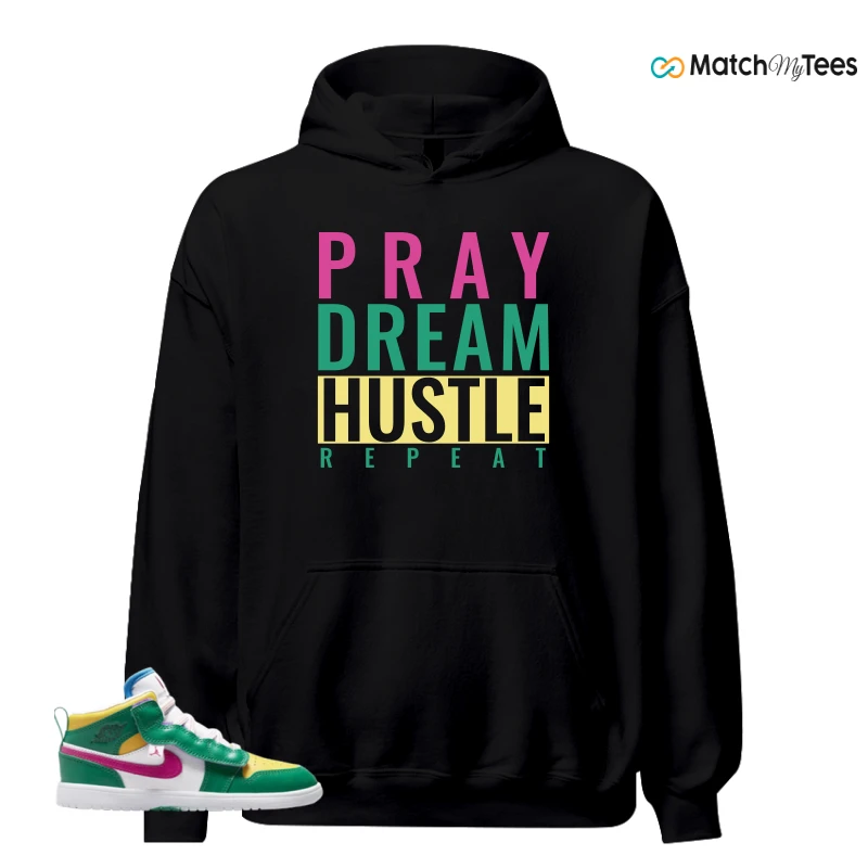NIKE AIR JORDAN 1 MID ALT MALACHITE WHITE UNIVERSITY GOLD ACTIVE PINK (PS) SNEAKER Matching Tees hoodie