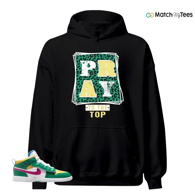 NIKE AIR JORDAN 1 MID ALT MALACHITE WHITE UNIVERSITY GOLD ACTIVE PINK (PS) SNEAKER Matching Tees hoodie
