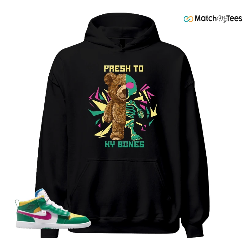 NIKE AIR JORDAN 1 MID ALT MALACHITE WHITE UNIVERSITY GOLD ACTIVE PINK (PS) SNEAKER Matching Tees hoodie
