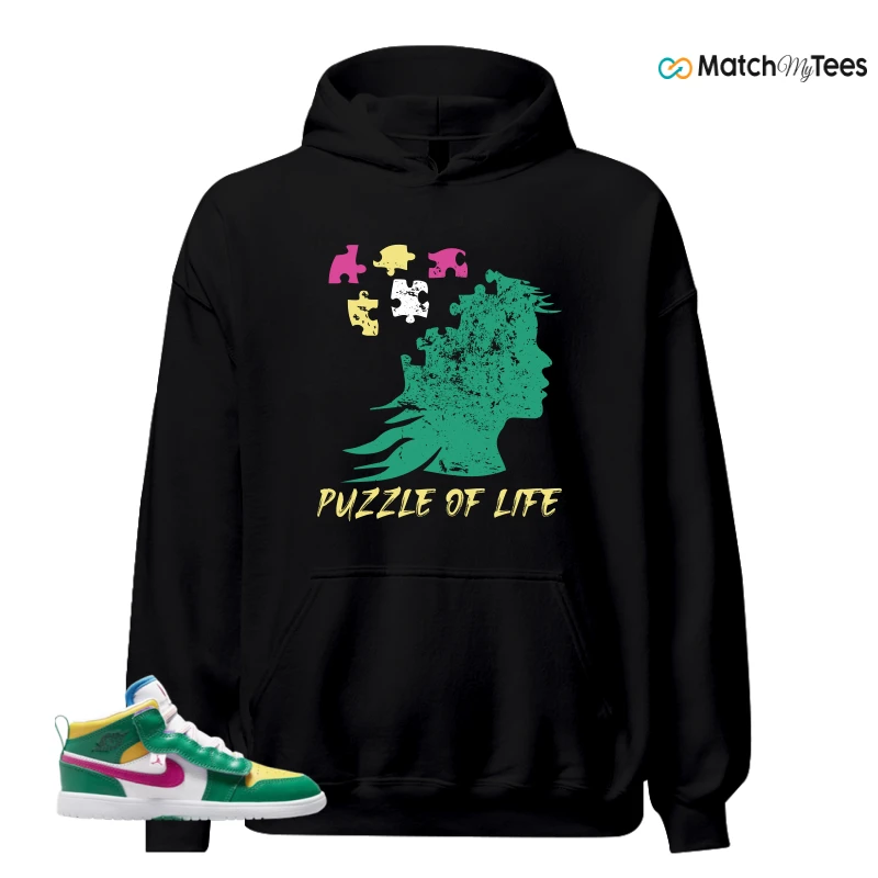NIKE AIR JORDAN 1 MID ALT MALACHITE WHITE UNIVERSITY GOLD ACTIVE PINK (PS) SNEAKER Matching Tees hoodie