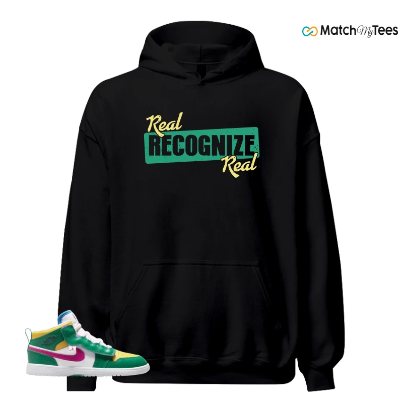 NIKE AIR JORDAN 1 MID ALT MALACHITE WHITE UNIVERSITY GOLD ACTIVE PINK (PS) SNEAKER Matching Tees hoodie