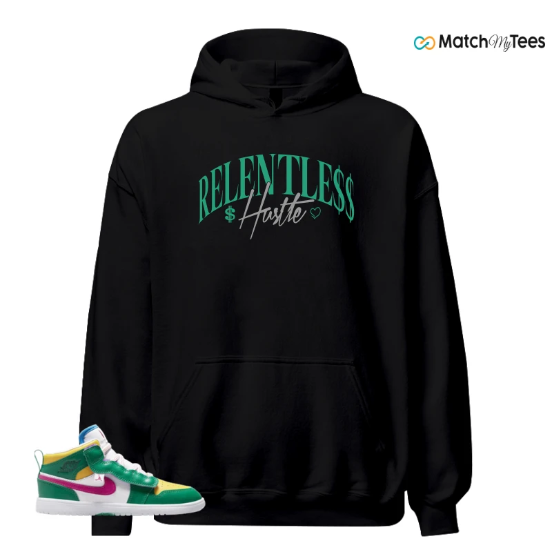 NIKE AIR JORDAN 1 MID ALT MALACHITE WHITE UNIVERSITY GOLD ACTIVE PINK (PS) SNEAKER Matching Tees hoodie
