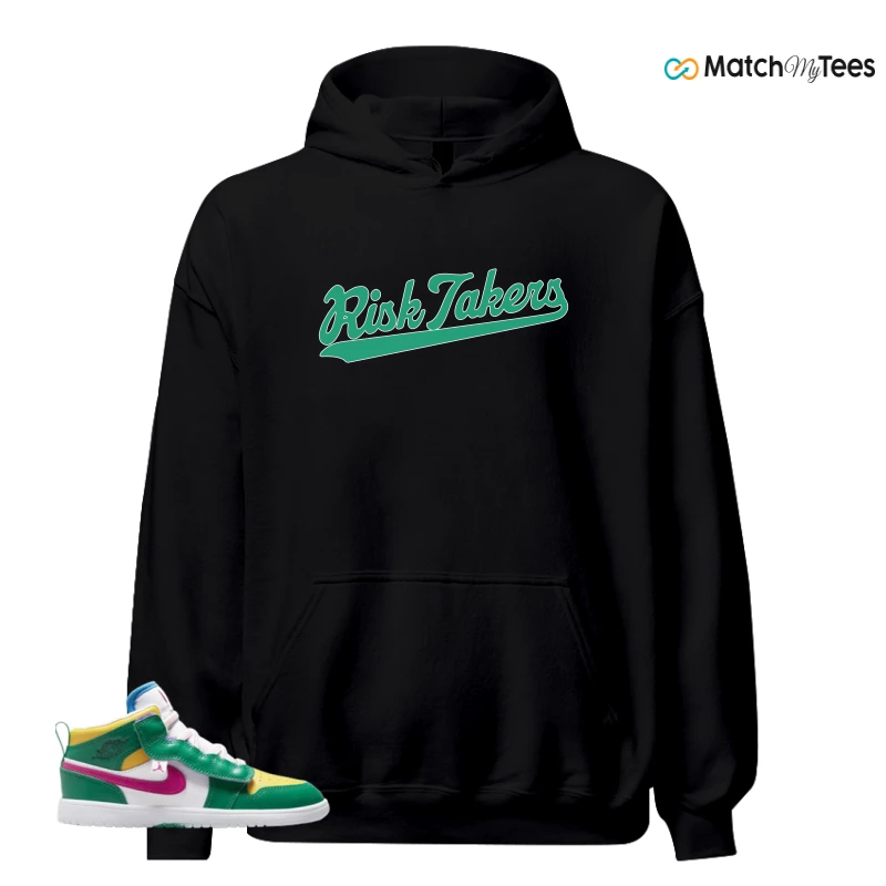 NIKE AIR JORDAN 1 MID ALT MALACHITE WHITE UNIVERSITY GOLD ACTIVE PINK (PS) SNEAKER Matching Tees hoodie