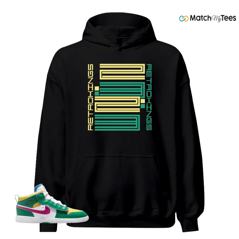 NIKE AIR JORDAN 1 MID ALT MALACHITE WHITE UNIVERSITY GOLD ACTIVE PINK (PS) SNEAKER Matching Tees hoodie