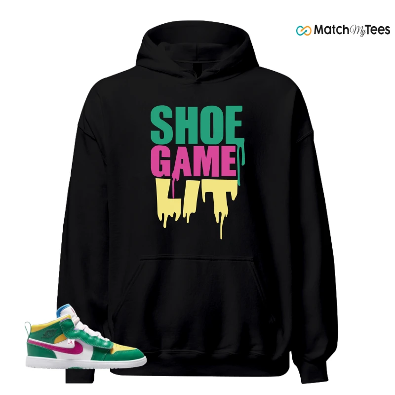 NIKE AIR JORDAN 1 MID ALT MALACHITE WHITE UNIVERSITY GOLD ACTIVE PINK (PS) SNEAKER/MALACHITE/WHITE/UNIVERSITY GOLD/ACTIVE PINK matching Hoodie