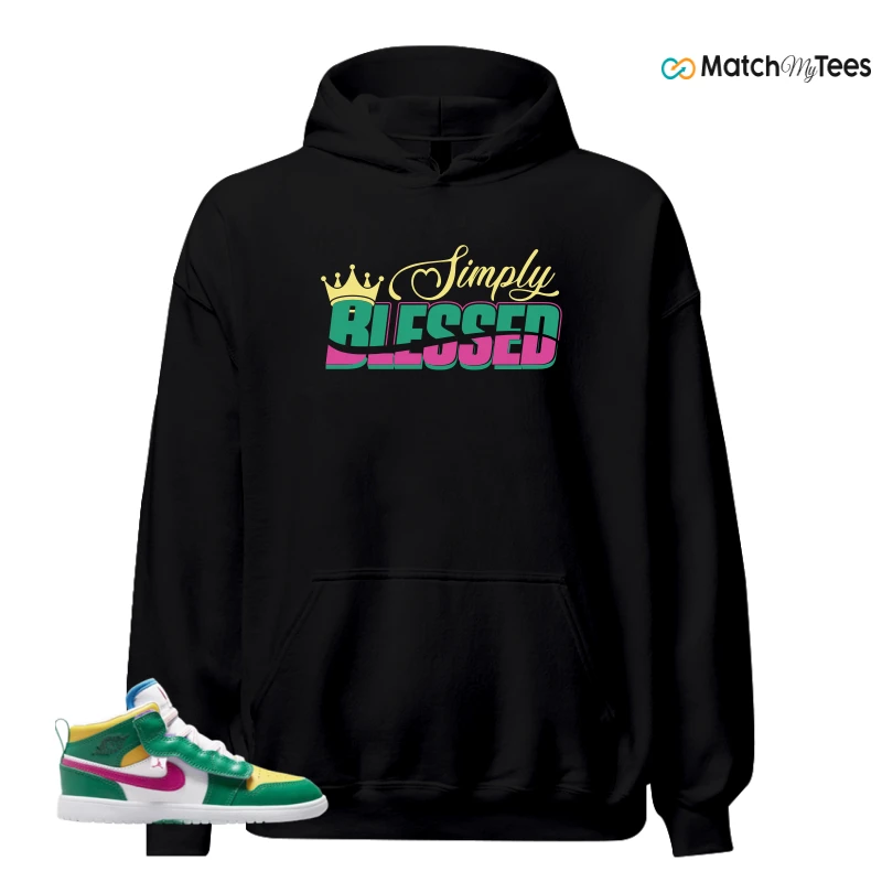 NIKE AIR JORDAN 1 MID ALT MALACHITE WHITE UNIVERSITY GOLD ACTIVE PINK (PS) SNEAKER Matching Tees hoodie