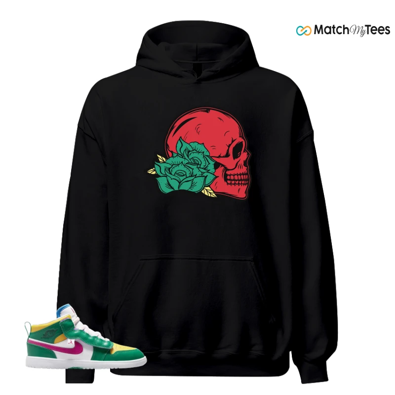 NIKE AIR JORDAN 1 MID ALT MALACHITE WHITE UNIVERSITY GOLD ACTIVE PINK (PS) SNEAKER Matching Tees hoodie