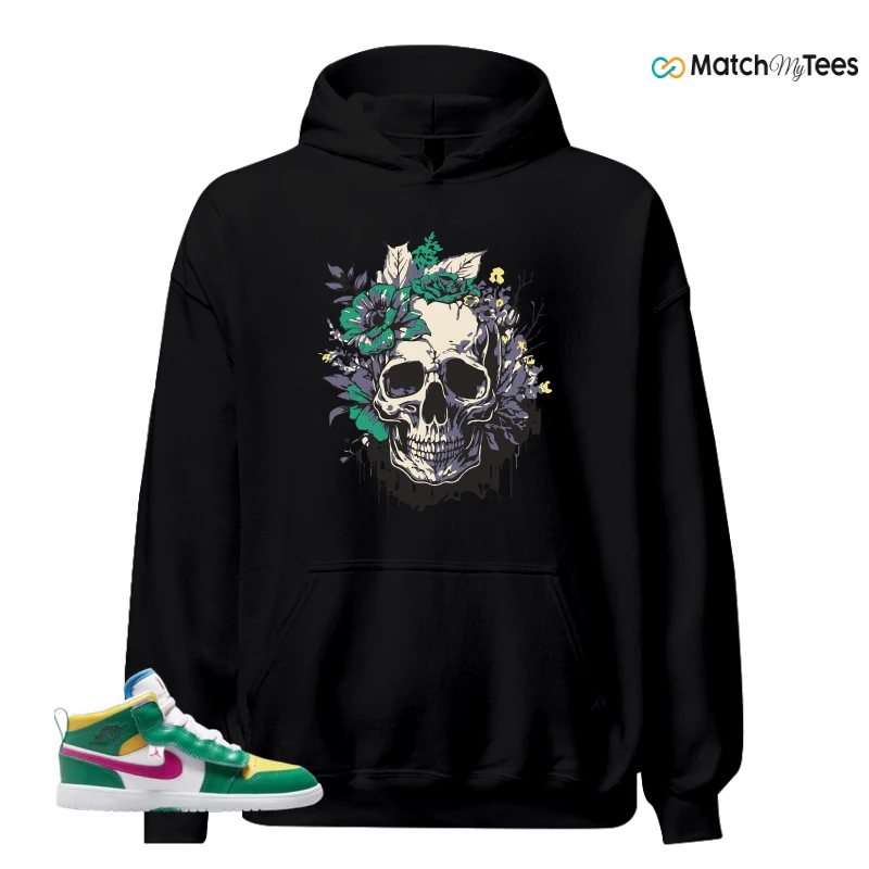 NIKE AIR JORDAN 1 MID ALT MALACHITE WHITE UNIVERSITY GOLD ACTIVE PINK (PS) SNEAKER Matching Tees hoodie