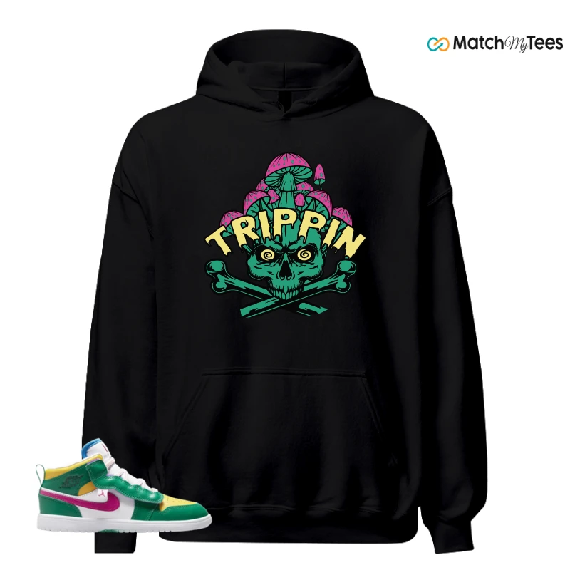 NIKE AIR JORDAN 1 MID ALT MALACHITE WHITE UNIVERSITY GOLD ACTIVE PINK (PS) SNEAKER Matching Tees hoodie