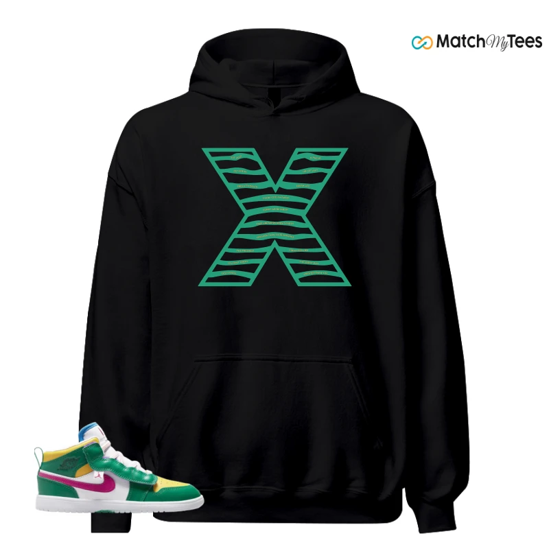 NIKE AIR JORDAN 1 MID ALT MALACHITE WHITE UNIVERSITY GOLD ACTIVE PINK (PS) SNEAKER Matching Tees hoodie