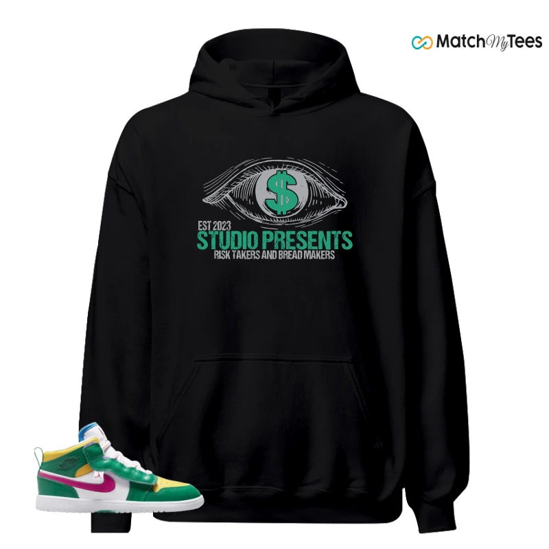 NIKE AIR JORDAN 1 MID ALT MALACHITE WHITE UNIVERSITY GOLD ACTIVE PINK (PS) SNEAKER Matching Tees hoodie