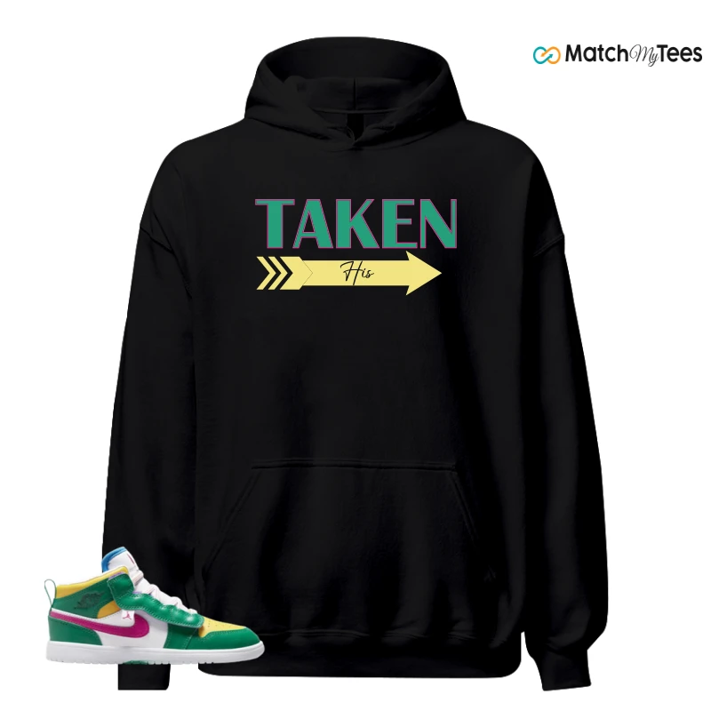 NIKE AIR JORDAN 1 MID ALT MALACHITE WHITE UNIVERSITY GOLD ACTIVE PINK (PS) SNEAKER Matching Tees hoodie