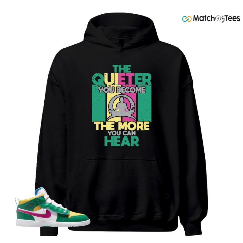 NIKE AIR JORDAN 1 MID ALT MALACHITE WHITE UNIVERSITY GOLD ACTIVE PINK (PS) SNEAKER Matching Tees hoodie